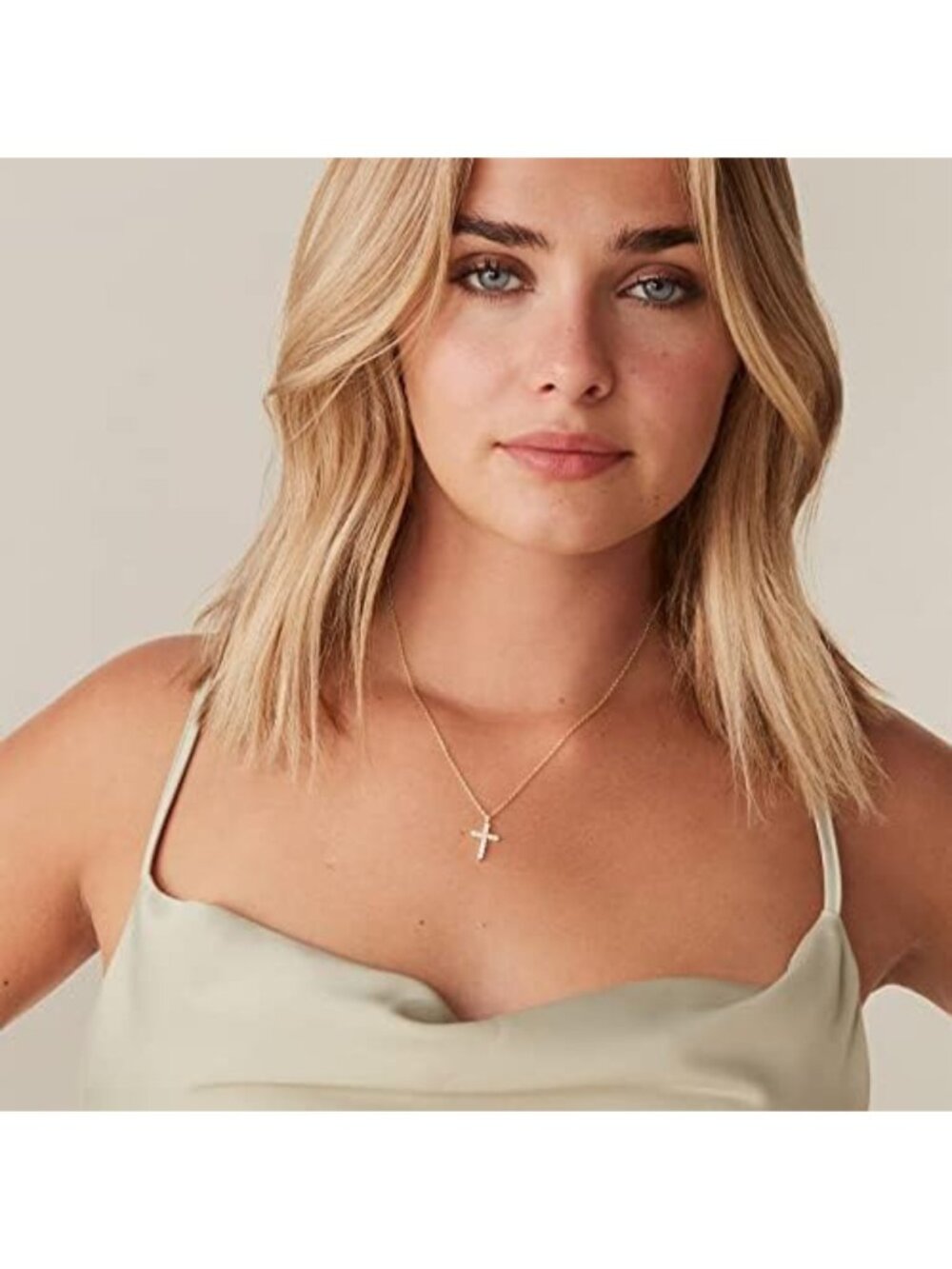 14K Gold Plated Cross Necklace with Cubic Zirconia | Faith Pendant Jewelry for - Picture 2 of 5